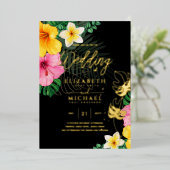 Tropische Disco Hochzeit Einladung Gold Schwarz (Stehend vorne)