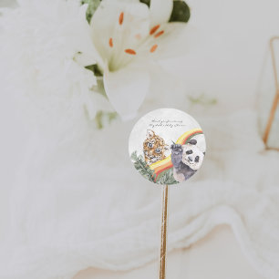Tropische Dschungel-Baby-Tiere Babyparty Runder Aufkleber