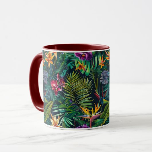 Tropische Dschungel-Blume Tasse (Vorderseite Links)