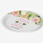 Tropische Dschungel-Blumenhochzeit Pappteller (Schrägansicht)