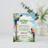 Tropische Dschungel-Geburtstagseinladung für Kinde Postkarte (Stehend Vorderseite)