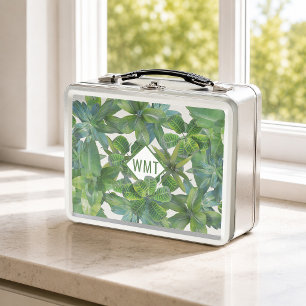 Tropische Dschungel Moderne Monogramm Metall-Lunch Metall Brotdose