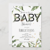 Tropische Dschungelbäume Blätter Babydusche Einladung (Vorderseite)