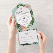 Tropische Dschungelbäume Blätter & rosa Blume Mode