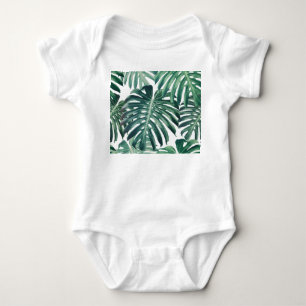 Tropische Dschungelblätter Floraler Hintergrund Baby Strampler