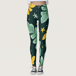 Tropische DschungelBlätter in lebhaften Grün und G Leggings