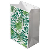 Tropische DschungelBlätter Mittlere Geschenktüte (Rückseite Schrägansicht)