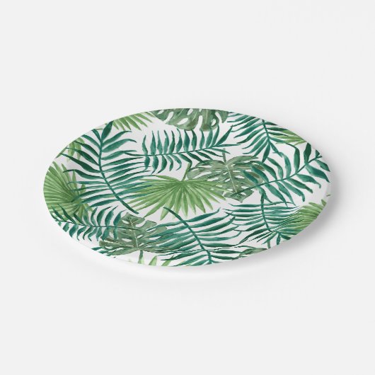 Tropische DschungelBlätter Pappteller (Schrägansicht)