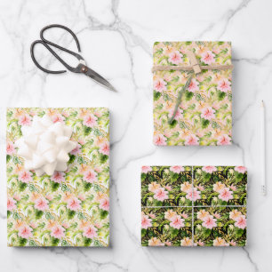 Tropische Dschungelblumen Geschenkpapier Set