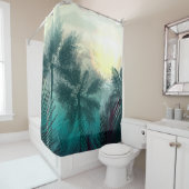 Tropische Dschungellandschaft mit Palmen und Blätt Duschvorhang (Beispiel)