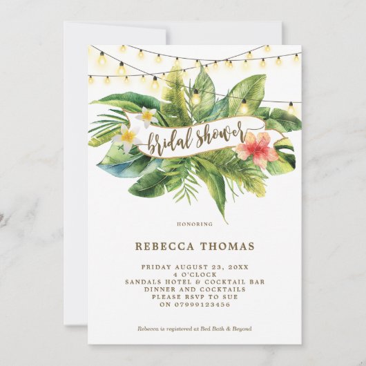 Tropische Dschungelleuchten Braun-Dusche Einladung (Vorderseite)