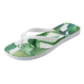 Tropische Dschungelpalme Blätter Flip Flops Badesandalen (Schrägansicht)
