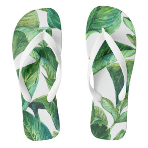 Tropische Dschungelpalme Blätter Flip Flops Badesandalen