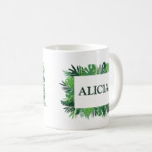 Tropische Dschungelpalme Blätter individuelle Name Kaffeetasse (VorderseiteRechts)