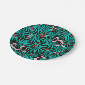 Tropische Dschungelpalmen Blätter Orchideen Blume Pappteller (Schrägansicht)