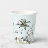 Tropische Dschungeltiere | Girl Wild One Geburtsta Pappbecher (Rückseite)