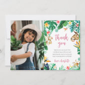 Tropische Dschungeltiere Tiere Kindergeburtstag Fo Dankeskarte (Vorderseite)