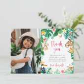 Tropische Dschungeltiere Tiere Kindergeburtstag Fo Dankeskarte (Stehend Vorderseite)