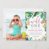 Tropische Dschungeltiere Tiere Kindergeburtstag Fo Einladung (Vorderseite)