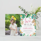 Tropische Dschungeltiere Tiere Kindergeburtstag Fo Einladung (Stehend Vorderseite)