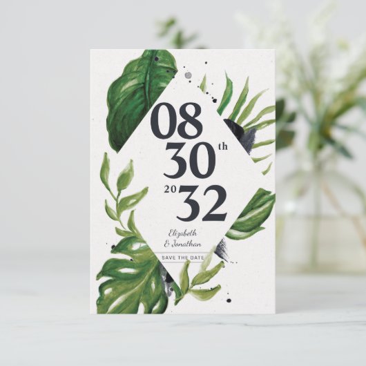 Tropische Dschungelweide modern Save the Date (Stehend Vorderseite)