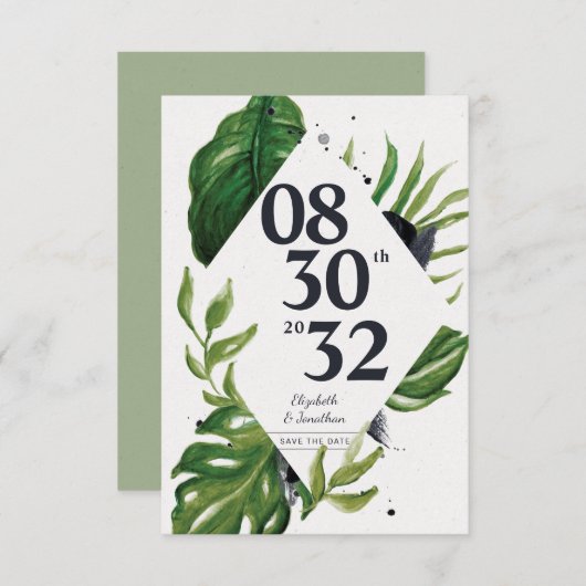 Tropische Dschungelweide modern Save the Date (Vorne/Hinten)