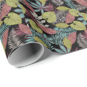 Tropische dunkle Blätter: Textilmuster-Design Geschenkpapier (Rolleneckpunkt)