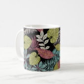 Tropische dunkle Blätter: Textilmuster-Design Kaffeetasse (Vorderseite Links)