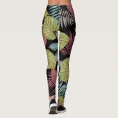 Tropische dunkle Blätter: Textilmuster-Design Leggings (Rückseite)
