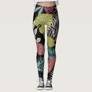 Tropische dunkle Blätter: Textilmuster-Design Leggings