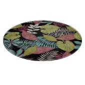 Tropische dunkle Blätter: Textilmuster-Design Schneidebrett (Ecke)