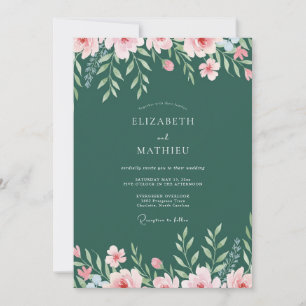 Tropische dunkle Teal-Blatt-Hochzeit Einladung