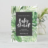 Tropische Dusche aus Palmblättern & Drehbuch Save The Date (Stehend Vorderseite)
