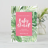 Tropische Dusche aus Palmblättern & Drehbuch Save The Date (Stehend Vorderseite)