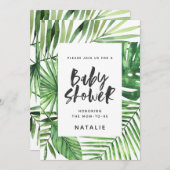 Tropische Dusche aus Palmblättern und Drehbuch Save The Date (Vorne/Hinten)