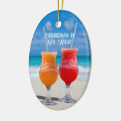 Tropische Ehe Erstes Weihnachtsfest Foto Keepake Keramikornament (Links)