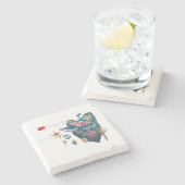 Tropische Einladung Steinuntersetzer (Seitenansicht)