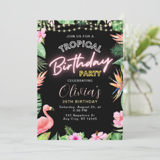 Tropische Einladung zum Geburtstag, Neon-Geburtsta