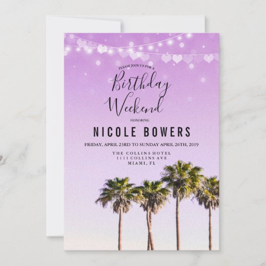 Tropische Einladung zum Geburtstag Wochenende (Vorderseite)