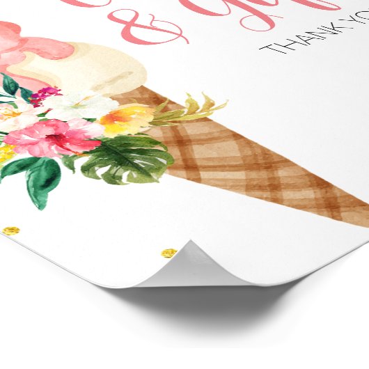 Tropische Eiscreme - Blumenkarten und Geschenke Poster (Ecke)