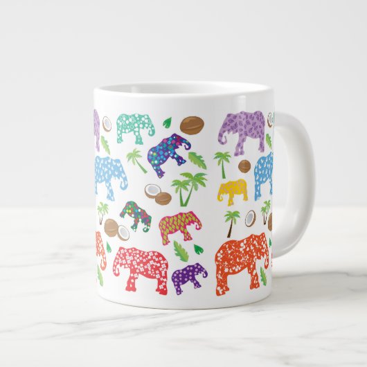 Tropische Elefanten Jumbo-Tasse (Vorderseite Rechts)