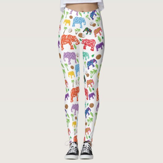 Tropische Elefanten Leggings (Vorderseite)