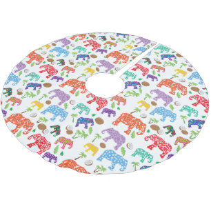 Tropische Elefanten Polyester Weihnachtsbaumdecke