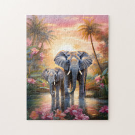 Tropische Elefanten-Puzzle Puzzle