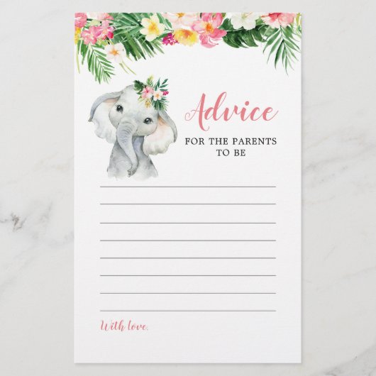 Tropische Elefantenmädchenberatung für Eltern (Vorderseite)