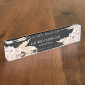 Tropische elegante florale Monogramm Desk Namplate Namensplakette (Seite)