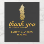 Tropische Eleganz | Ananas Wedding Danke Weinetikett (Einzelnes Label)