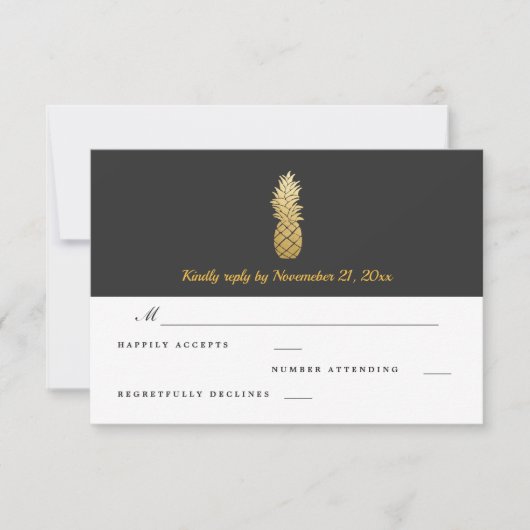Tropische Eleganz | Ananas Wedding RSVP (Vorderseite)