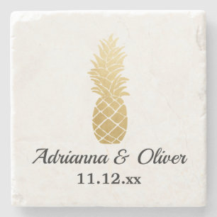 Tropische Eleganz   Ananassehe Steinuntersetzer