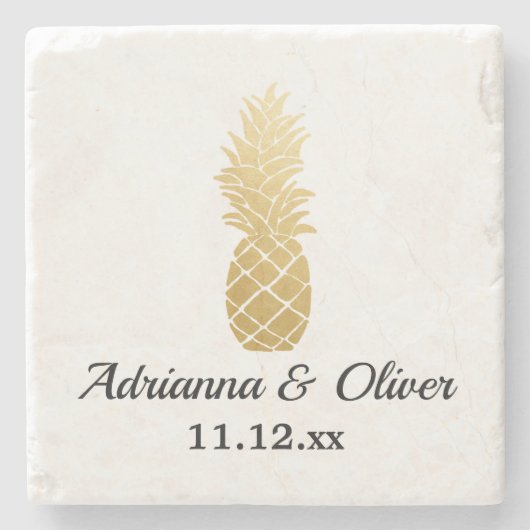 Tropische Eleganz | Ananassehe Steinuntersetzer (Vorderseite)